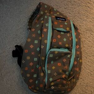 Kavu Brown Sling Bag with Aqua Accents